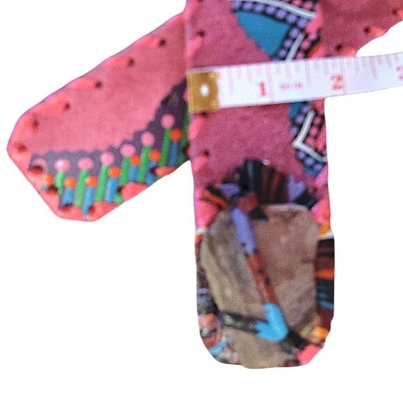 VTG 80s Colorful Hand Painted Southwestern Leather Tooled Belt 36\